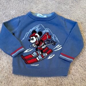 Baby Gap  Light Blue Kids Sweater Disney Mickey Mouse Skying size 18-24 months